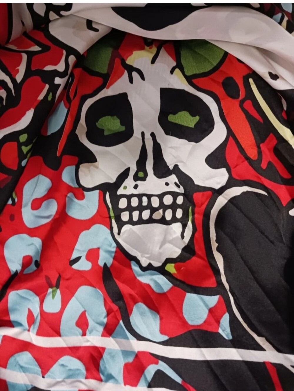 Ed Hardy Skulls & Roses Cards Jumbo Scarf Red Black Womens Unisex 42x42in New